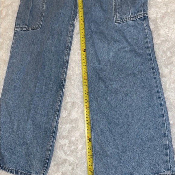 Zara Women's Blue Wide Leg Cargo Jeans - Picture 5 of 8